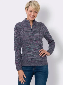 Langarm-Pullover aus Melange-Strick