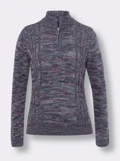 Langarm-Pullover aus Melange-Strick