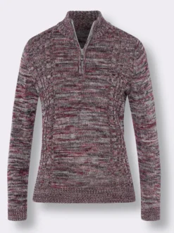Langarm-Pullover aus Melange-Strick