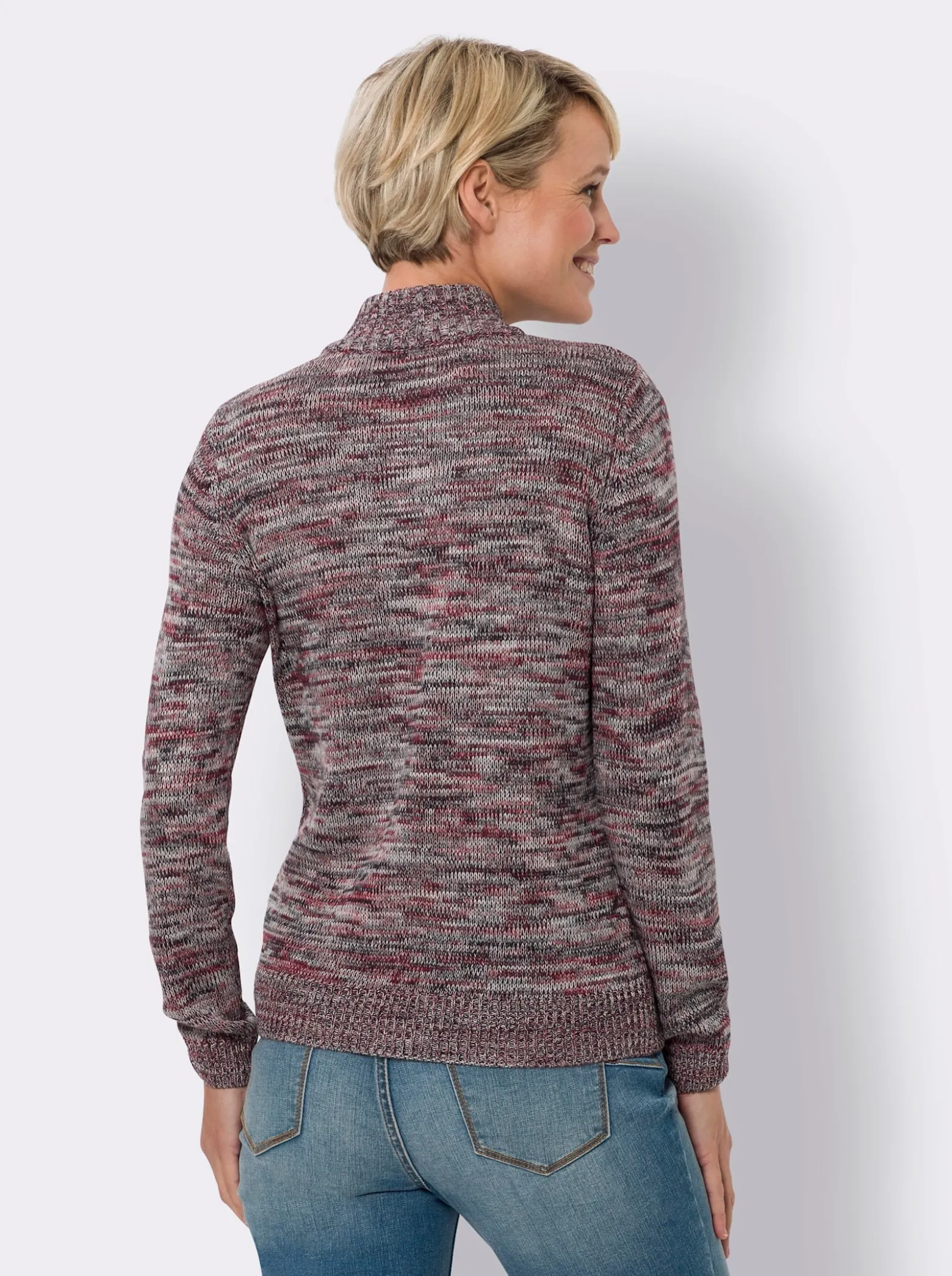 Langarm-Pullover aus Melange-Strick