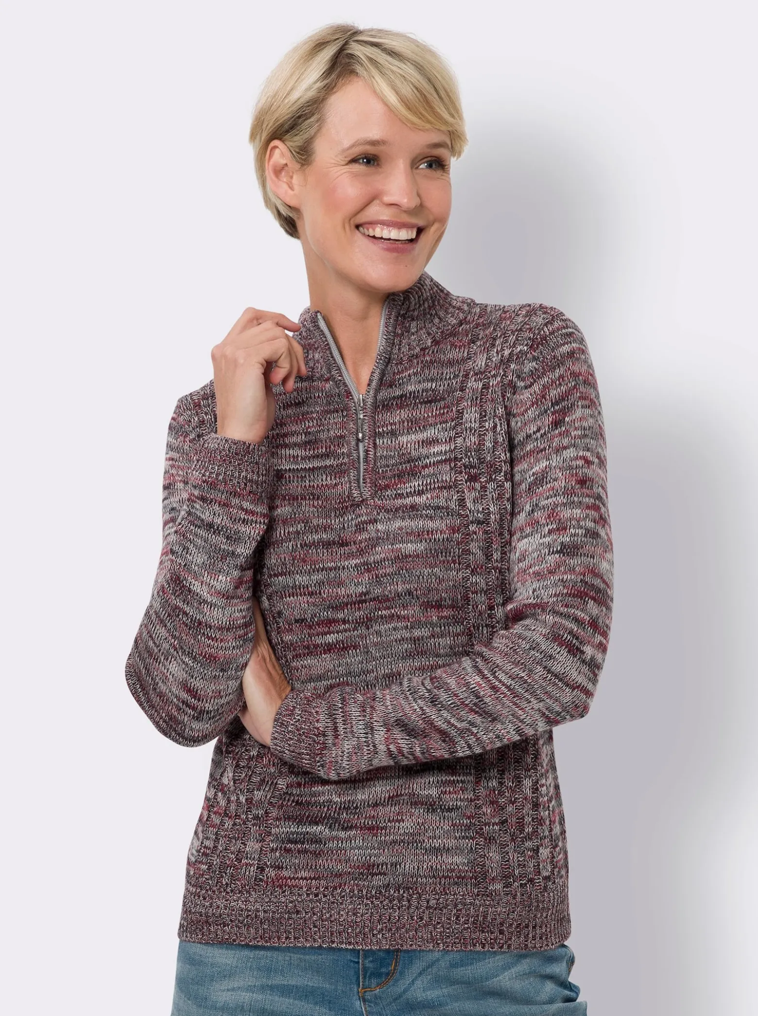 Langarm-Pullover aus Melange-Strick