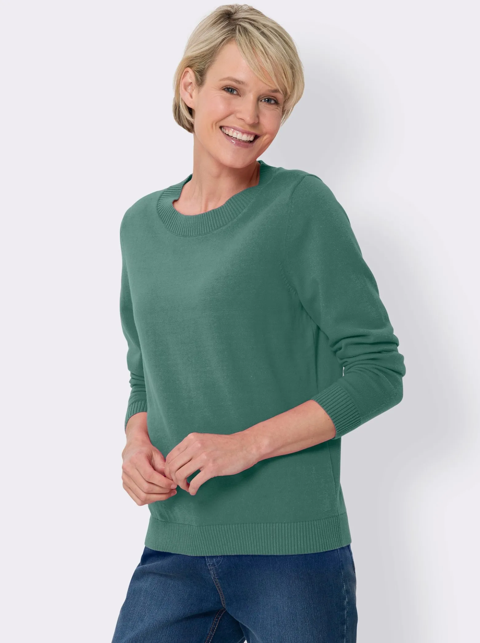 Langarm-Pullover aus reiner Baumwolle