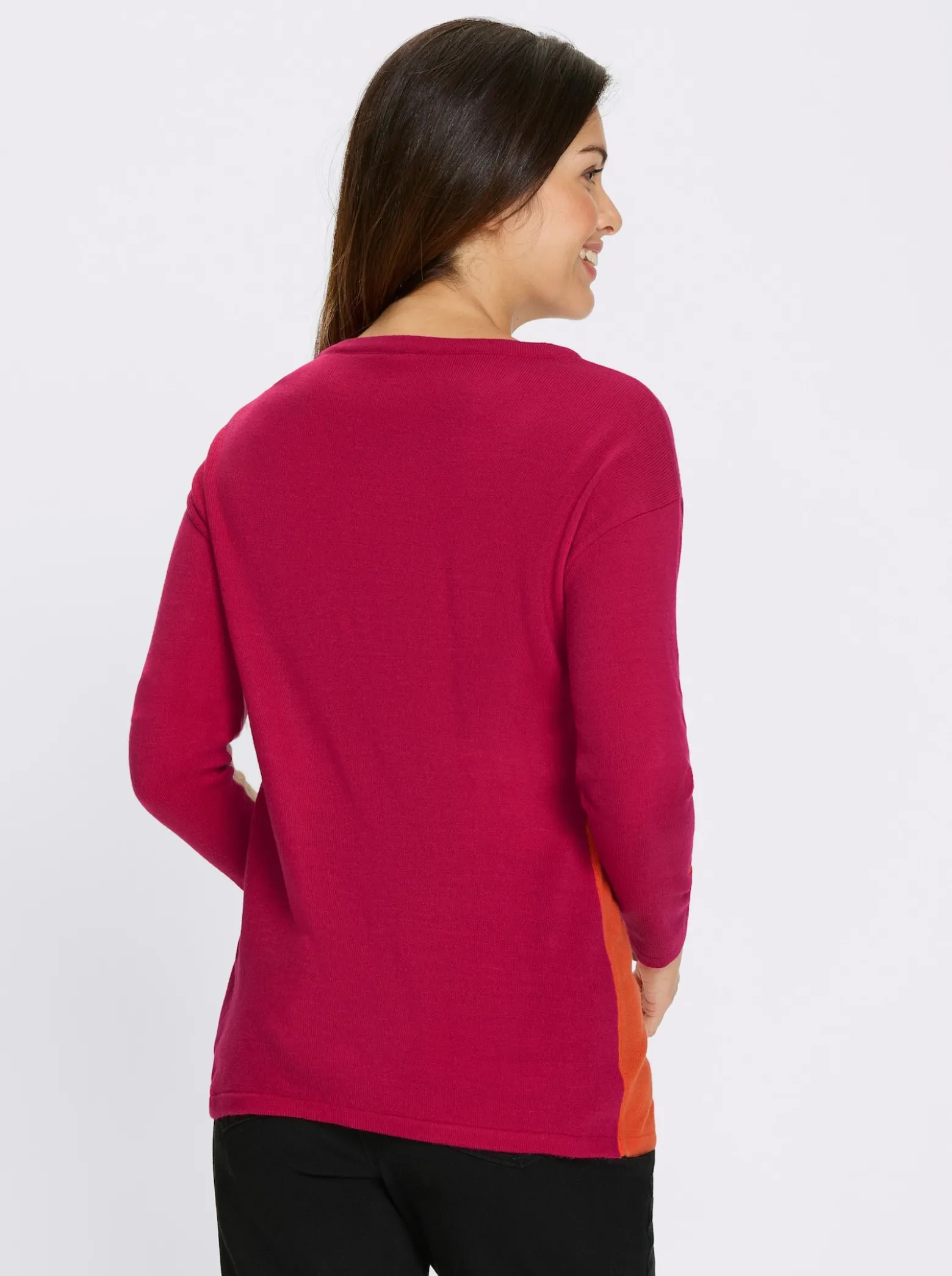 Langarm-Pullover im Colour-Blocking-Dessin