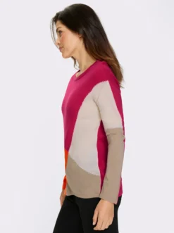 Langarm-Pullover im Colour-Blocking-Dessin