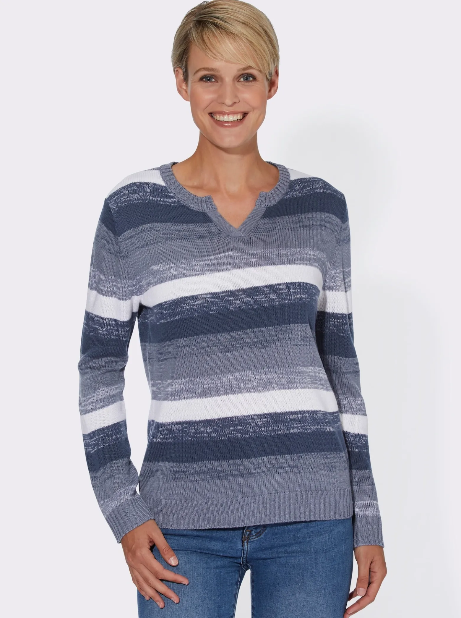 Langarm-Pullover im Streifen-Dessin