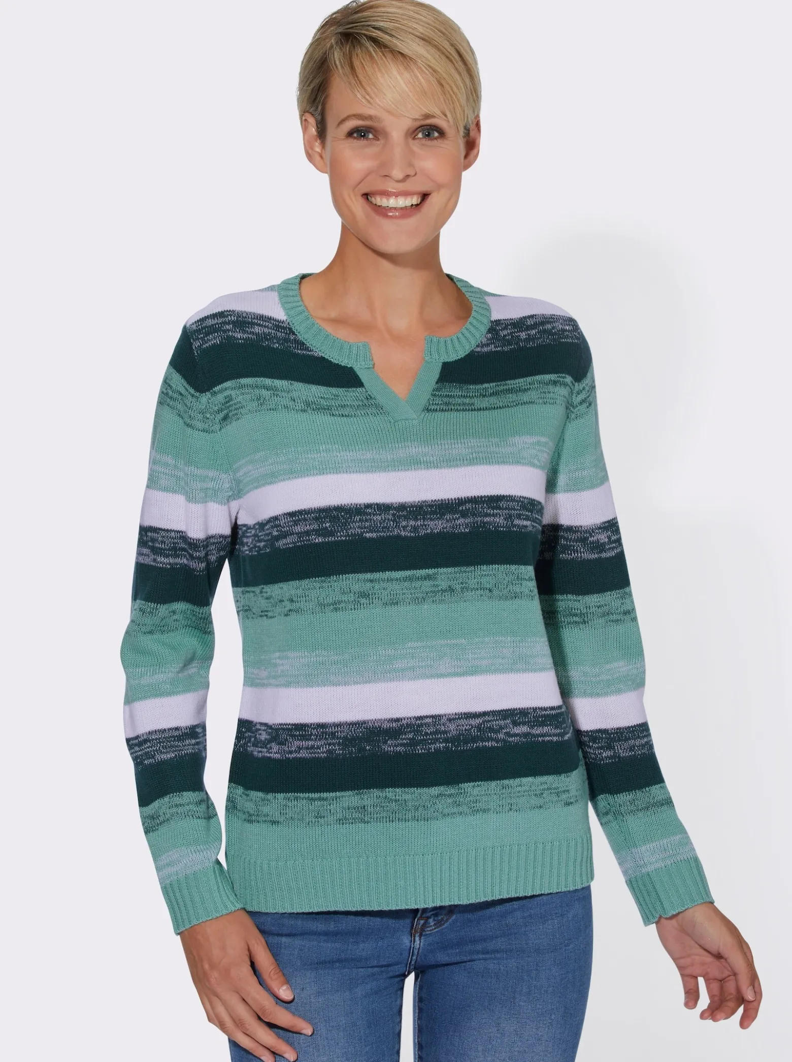 Langarm-Pullover im Streifen-Dessin
