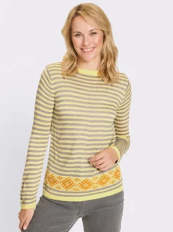 Langarm-Pullover im Streifen-Norweger-Mix