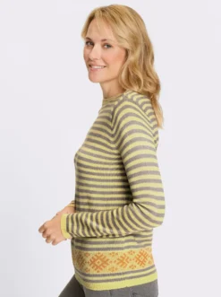 Langarm-Pullover im Streifen-Norweger-Mix