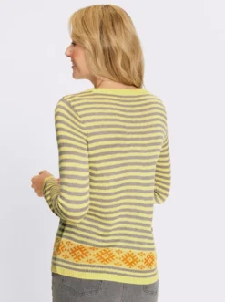 Langarm-Pullover im Streifen-Norweger-Mix