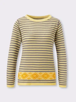 Langarm-Pullover im Streifen-Norweger-Mix