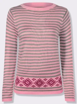 Langarm-Pullover im Streifen-Norweger-Mix