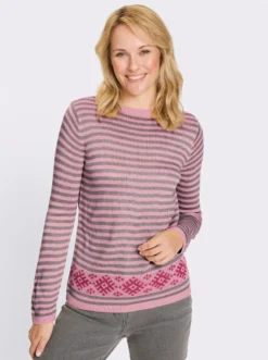Langarm-Pullover im Streifen-Norweger-Mix