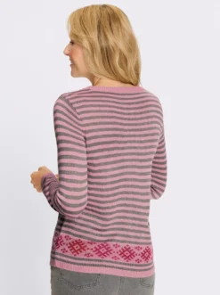 Langarm-Pullover im Streifen-Norweger-Mix