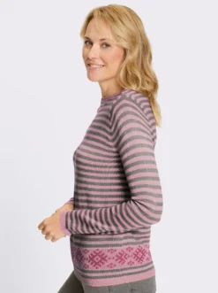 Langarm-Pullover im Streifen-Norweger-Mix