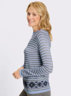 Langarm-Pullover im Streifen-Norweger-Mix