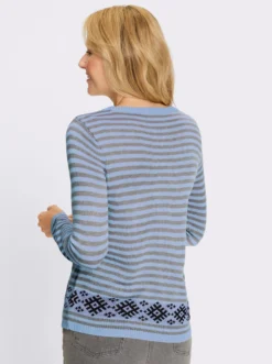 Langarm-Pullover im Streifen-Norweger-Mix