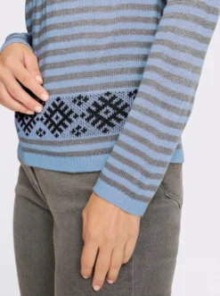 Langarm-Pullover im Streifen-Norweger-Mix