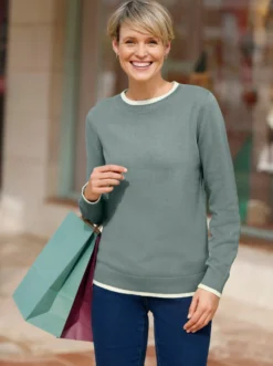 Langarm-Pullover in Baumwoll-Qualität
