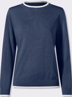 Langarm-Pullover in Baumwoll-Qualität