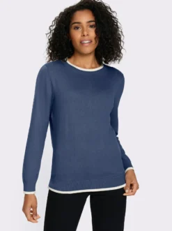 Langarm-Pullover in Baumwoll-Qualität