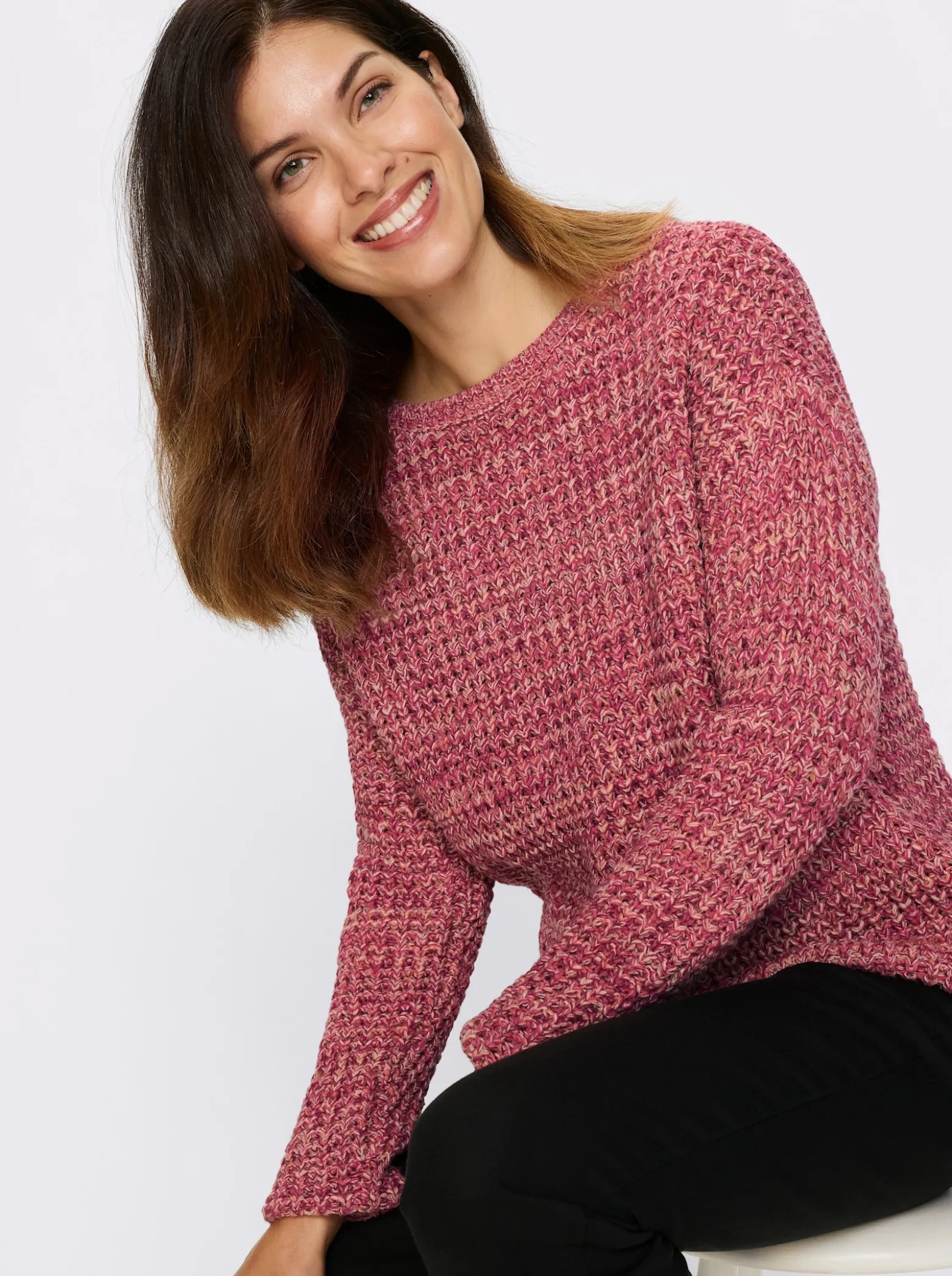 Langarm-Pullover in grober Strickstruktur
