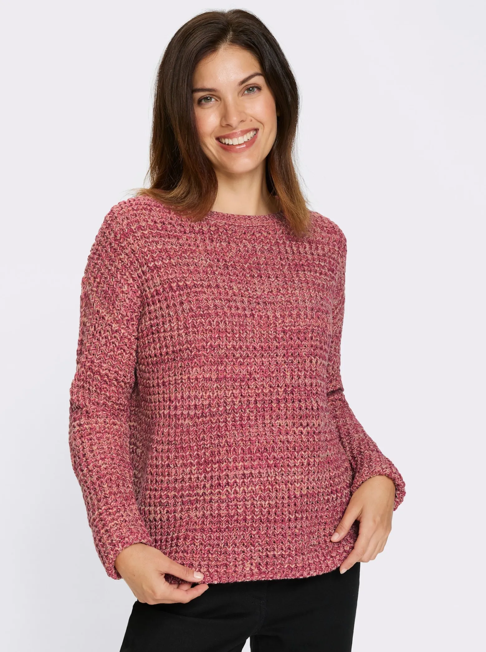 Langarm-Pullover in grober Strickstruktur