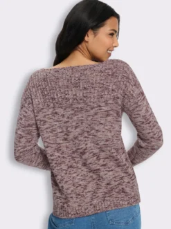 Langarm-Pullover in Melange-Optik