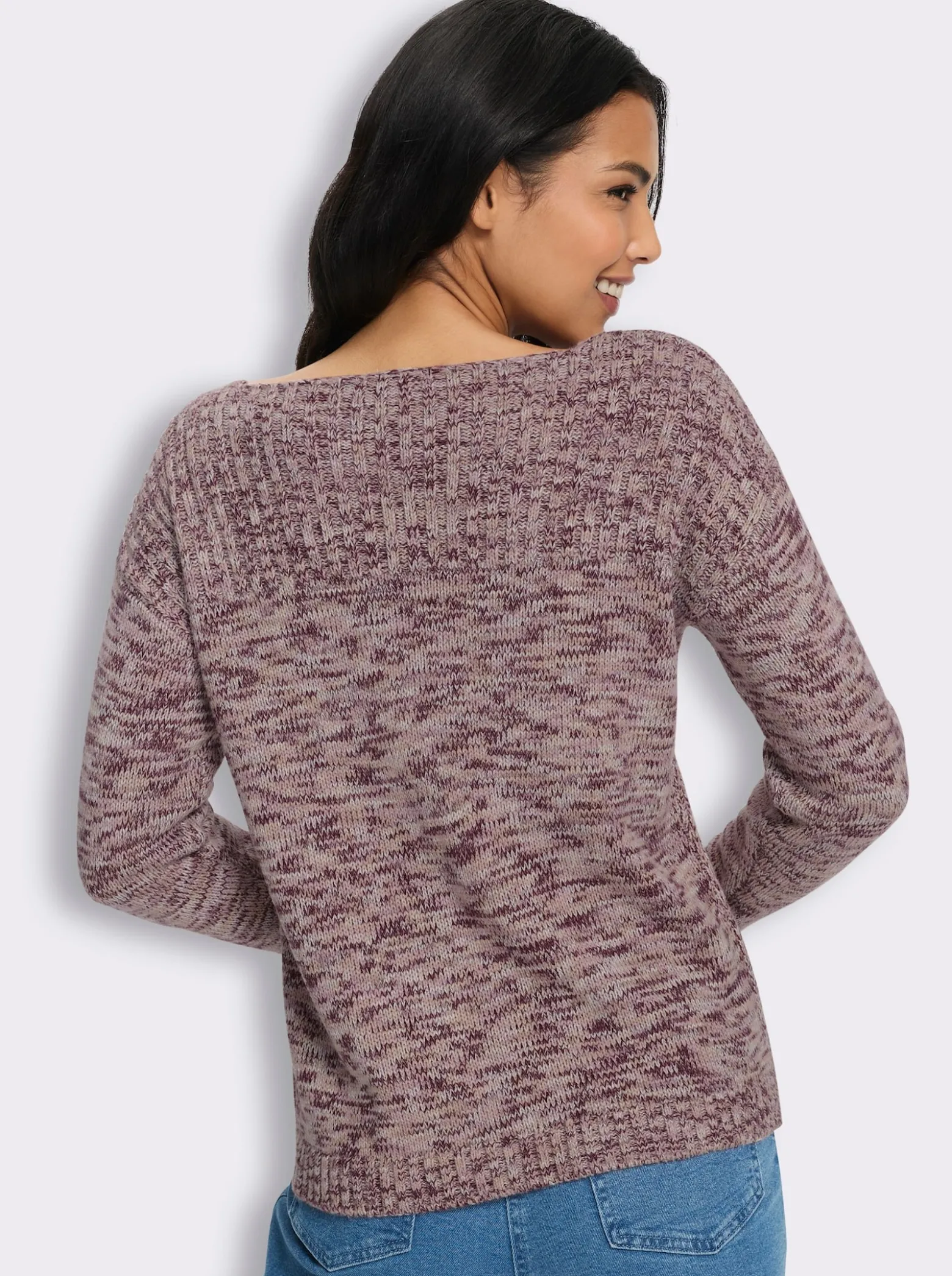 Langarm-Pullover in Melange-Optik