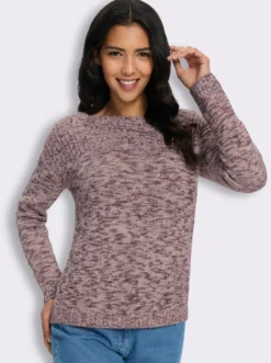 Langarm-Pullover in Melange-Optik