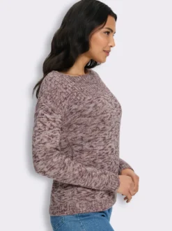 Langarm-Pullover in Melange-Optik
