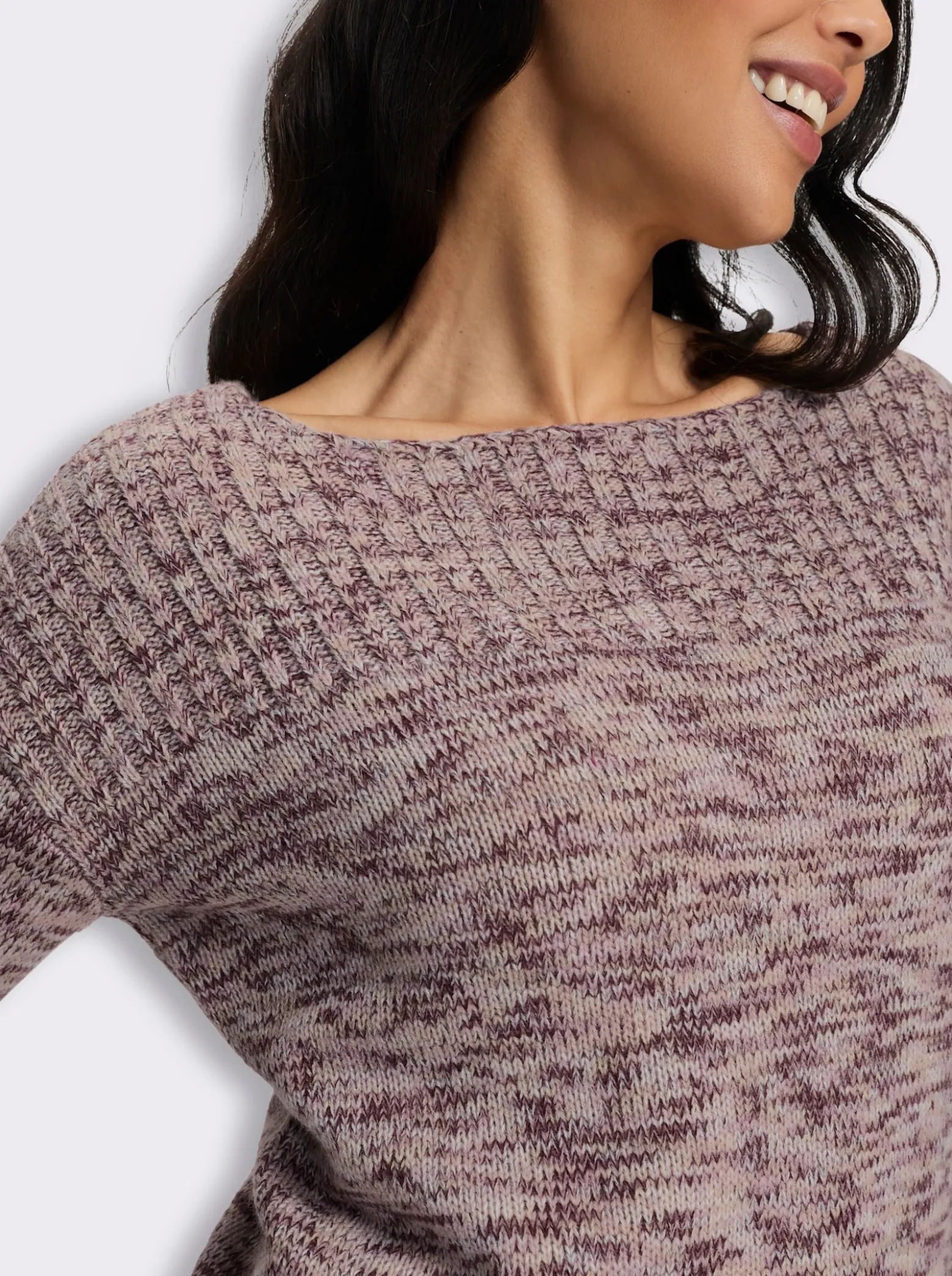 Langarm-Pullover in Melange-Optik