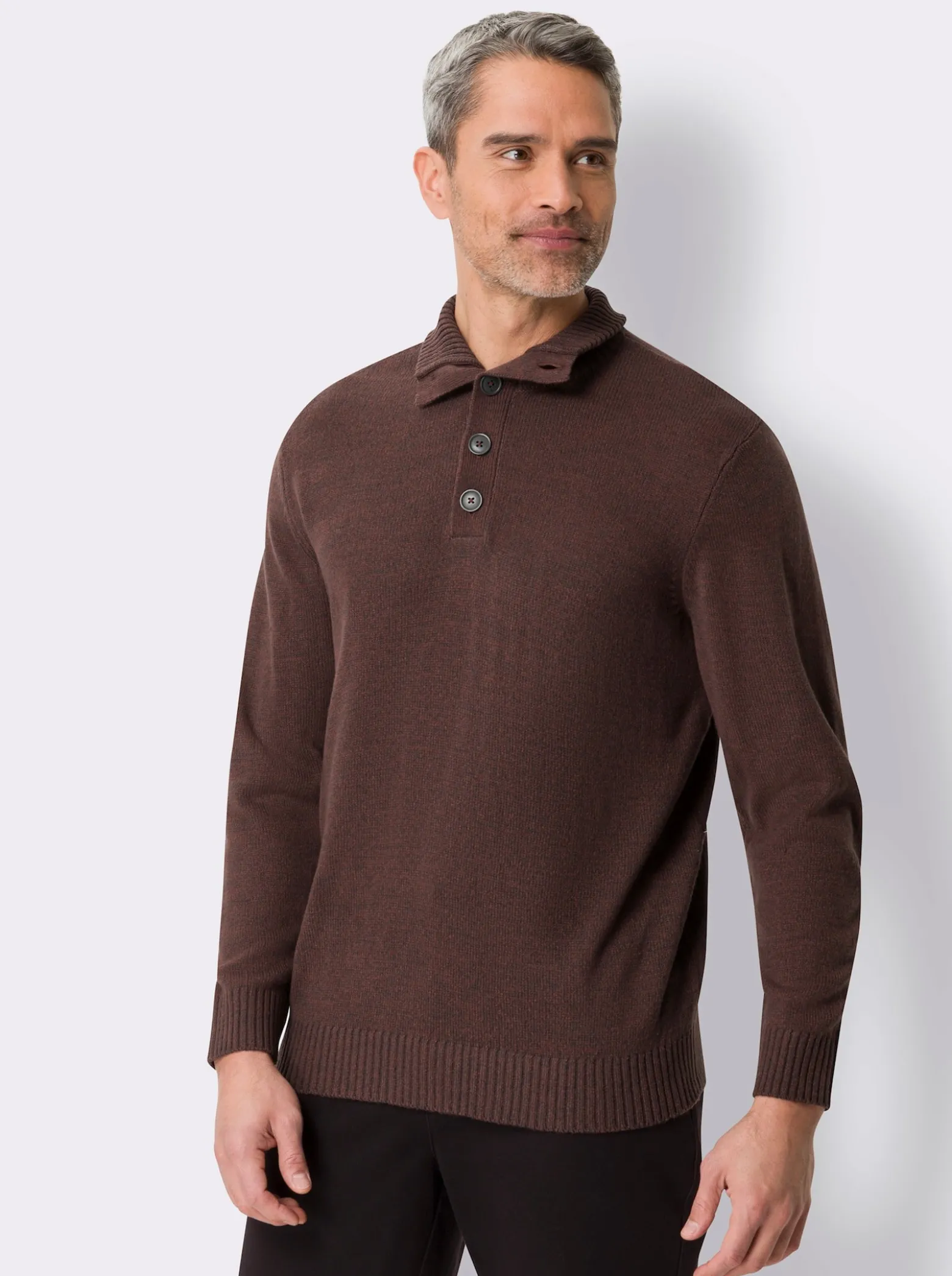 Langarm-Pullover in Melange-Strick