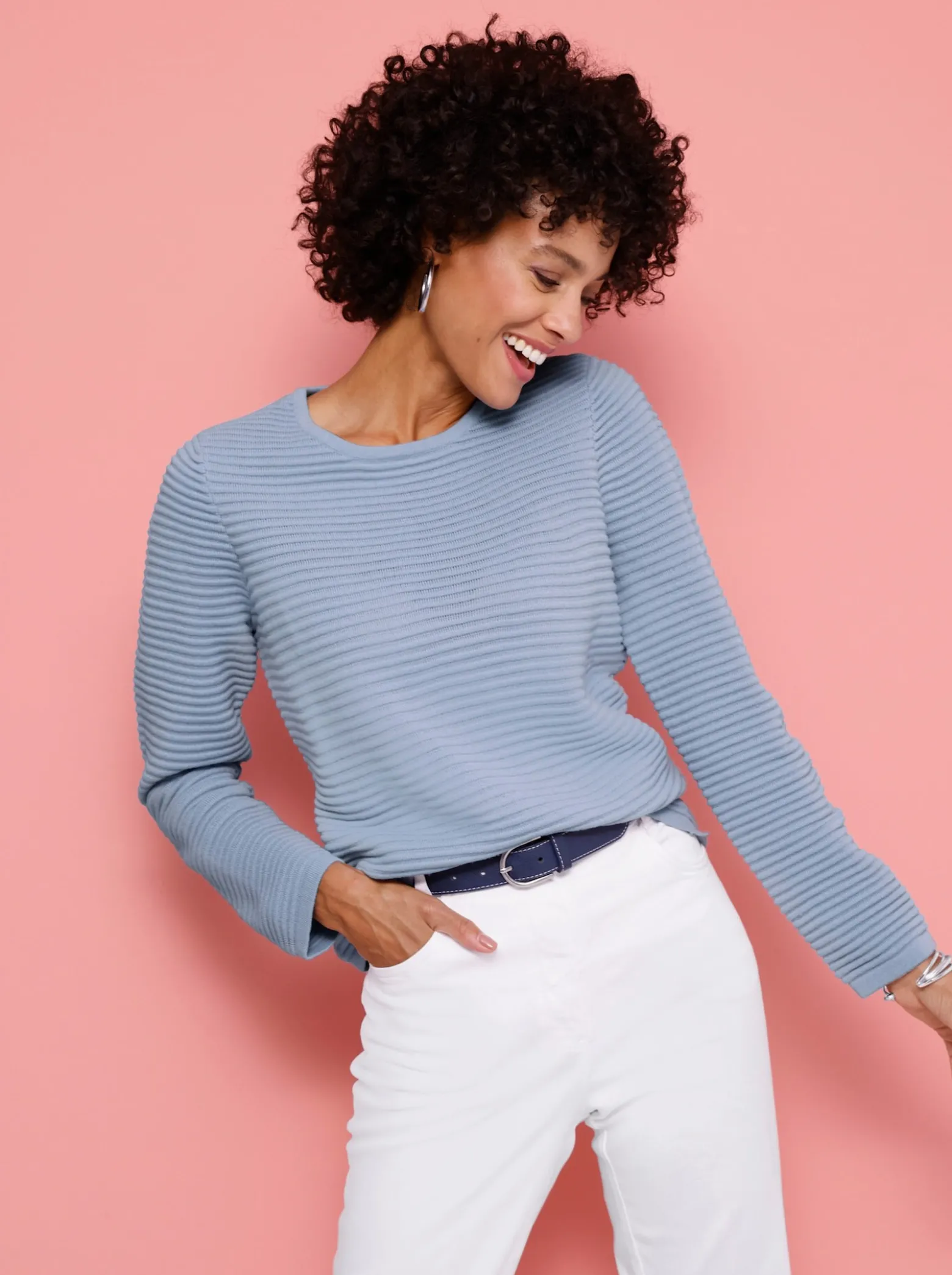 Langarm-Pullover in Rippen-Optik