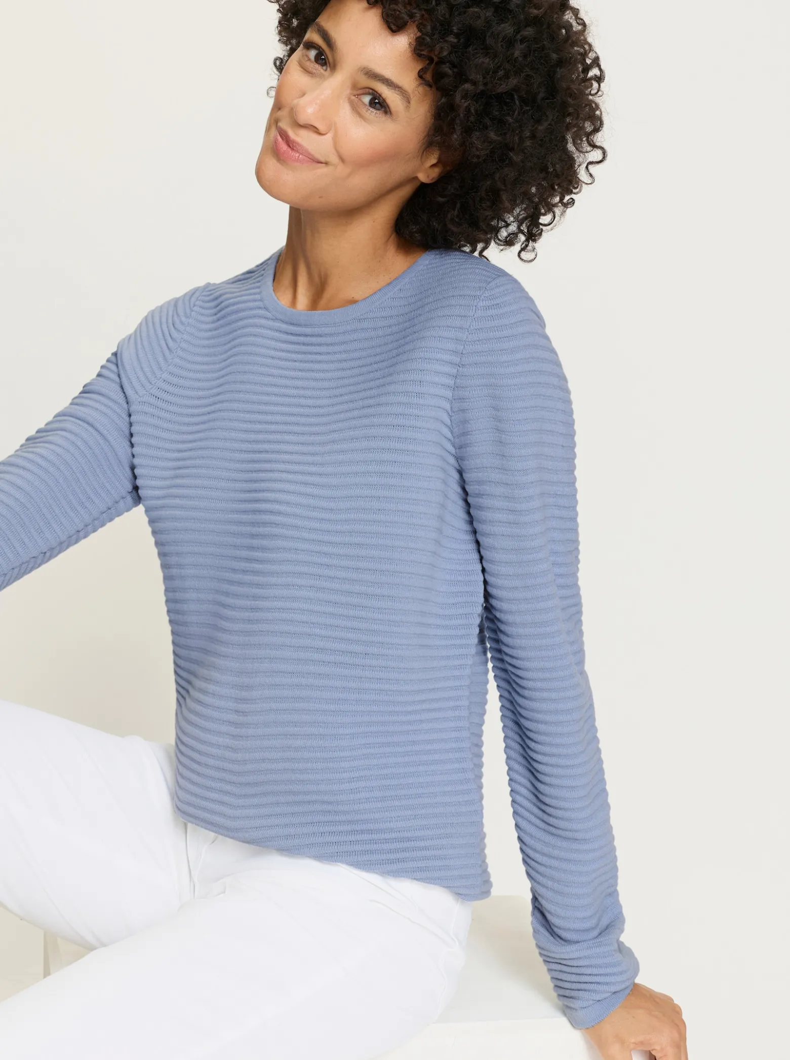 Langarm-Pullover in Rippen-Optik