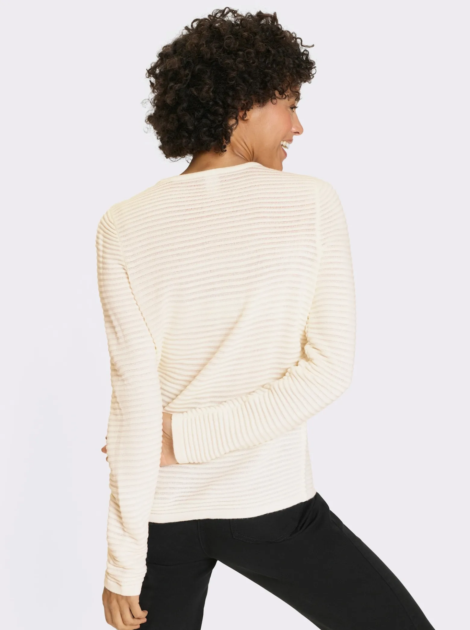Langarm-Pullover in Rippen-Optik