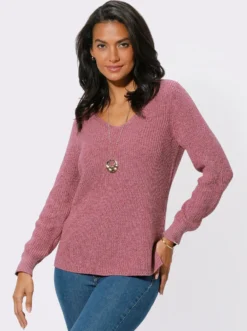 Langarm-Pullover in Rippenstrick