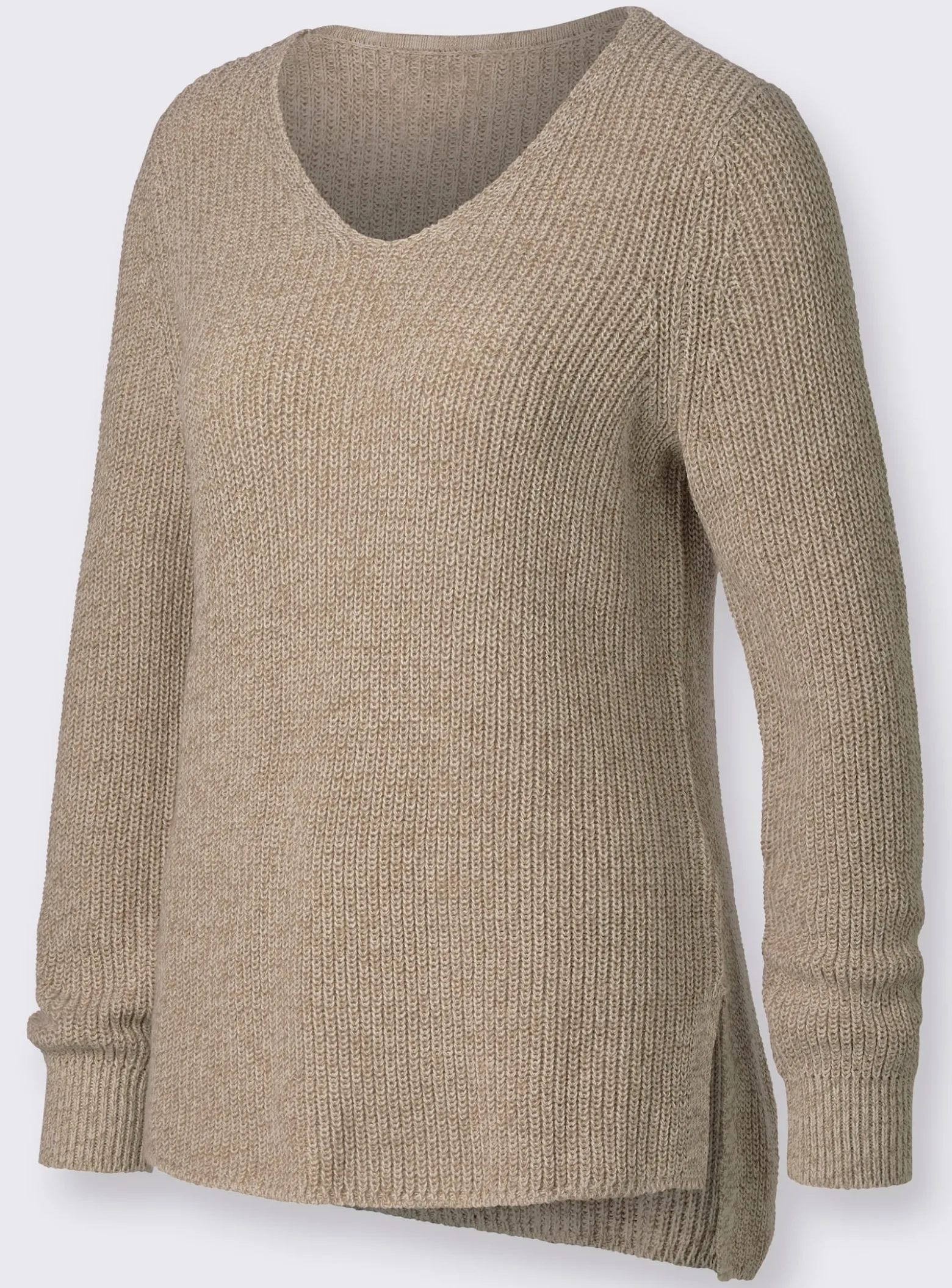 Langarm-Pullover in Rippenstrick