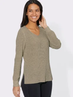 Langarm-Pullover in Rippenstrick