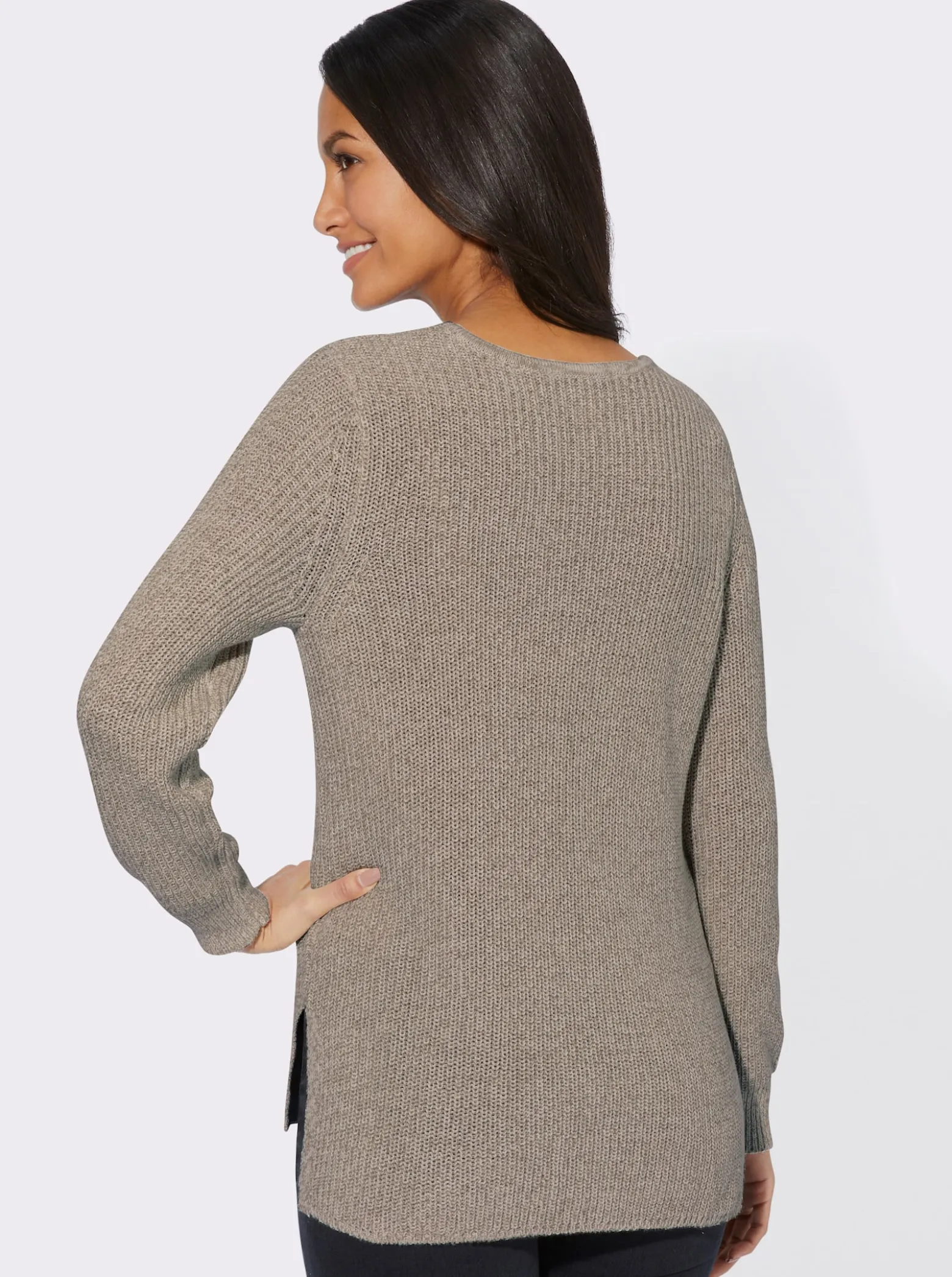Langarm-Pullover in Rippenstrick