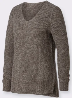 Langarm-Pullover in Rippenstrick