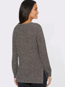 Langarm-Pullover in Rippenstrick