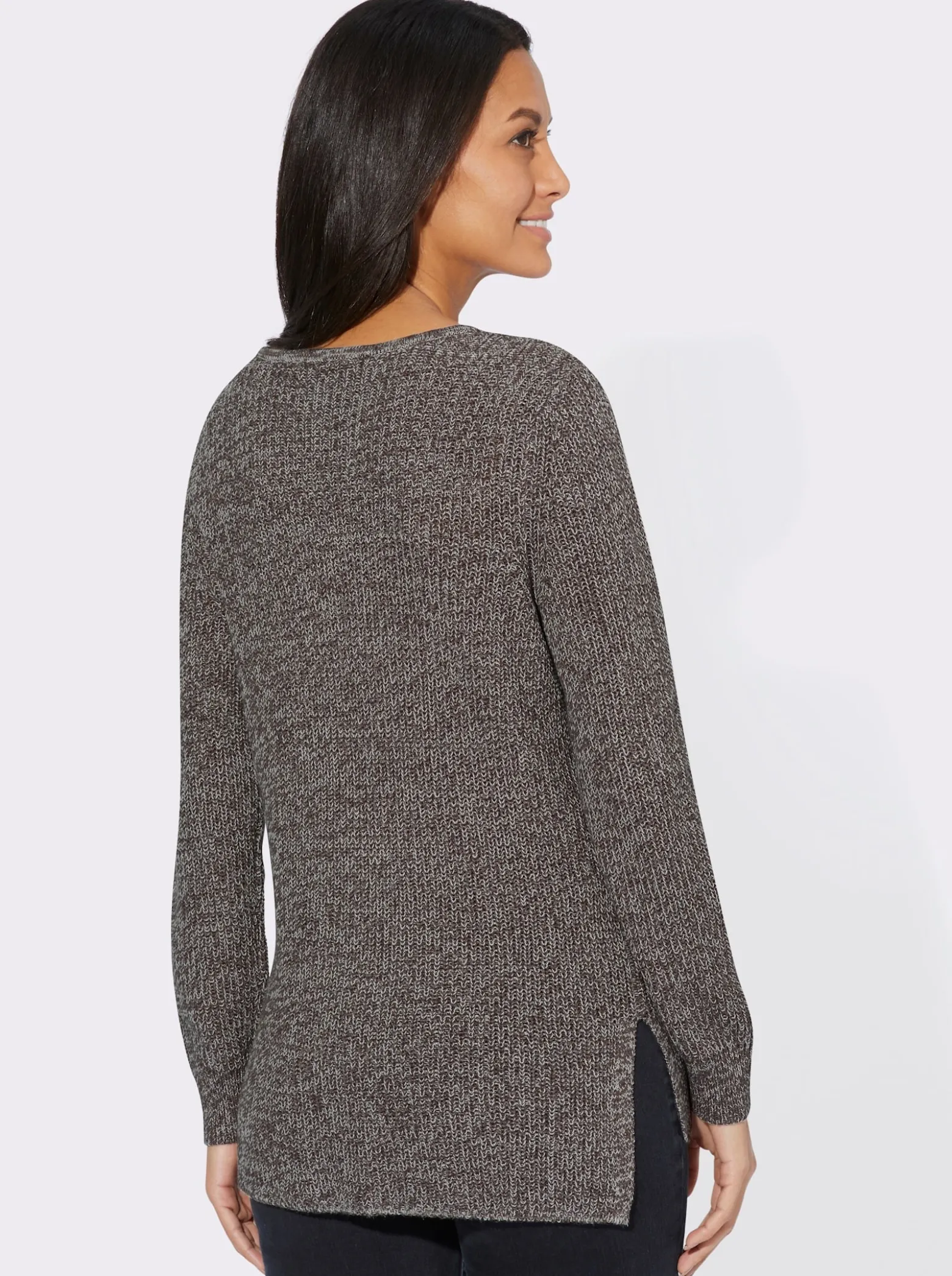 Langarm-Pullover in Rippenstrick