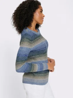 Langarm-Pullover in Ripp-Optik