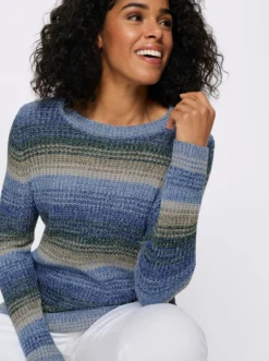 Langarm-Pullover in Ripp-Optik