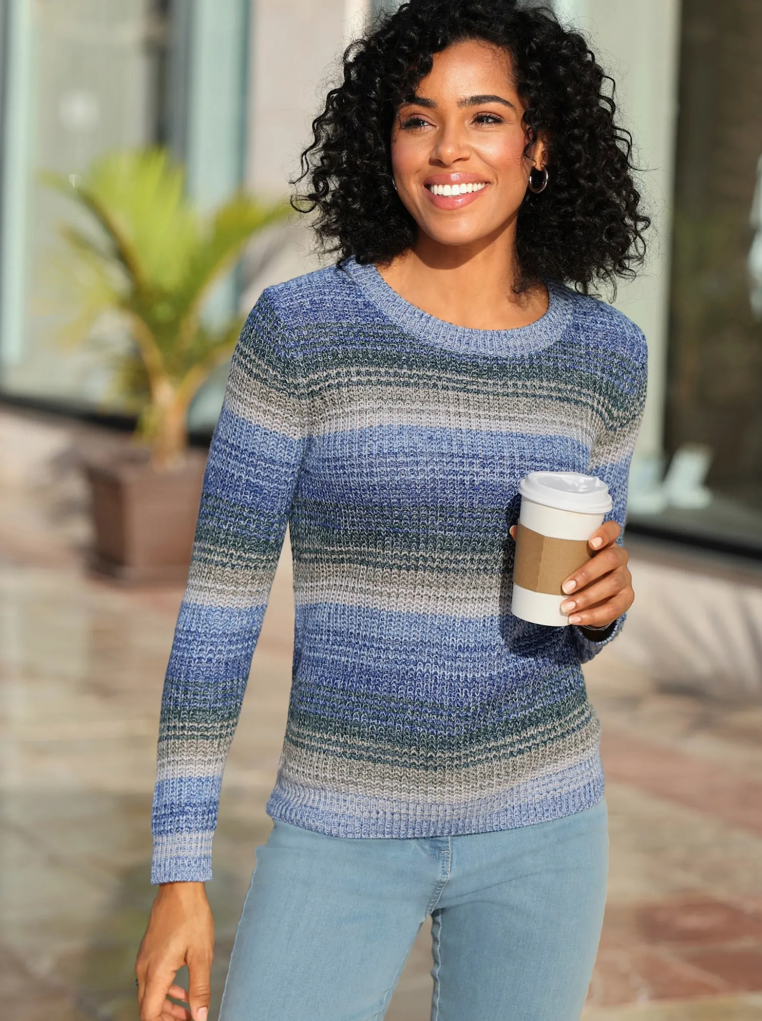 Langarm-Pullover in Ripp-Optik