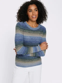 Langarm-Pullover in Ripp-Optik