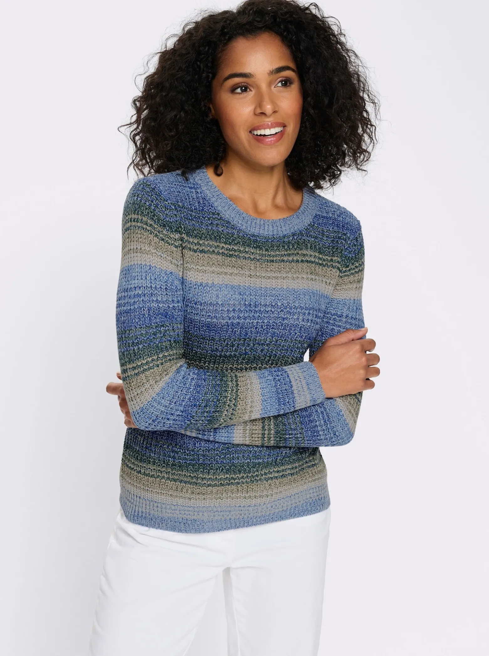 Langarm-Pullover in Ripp-Optik