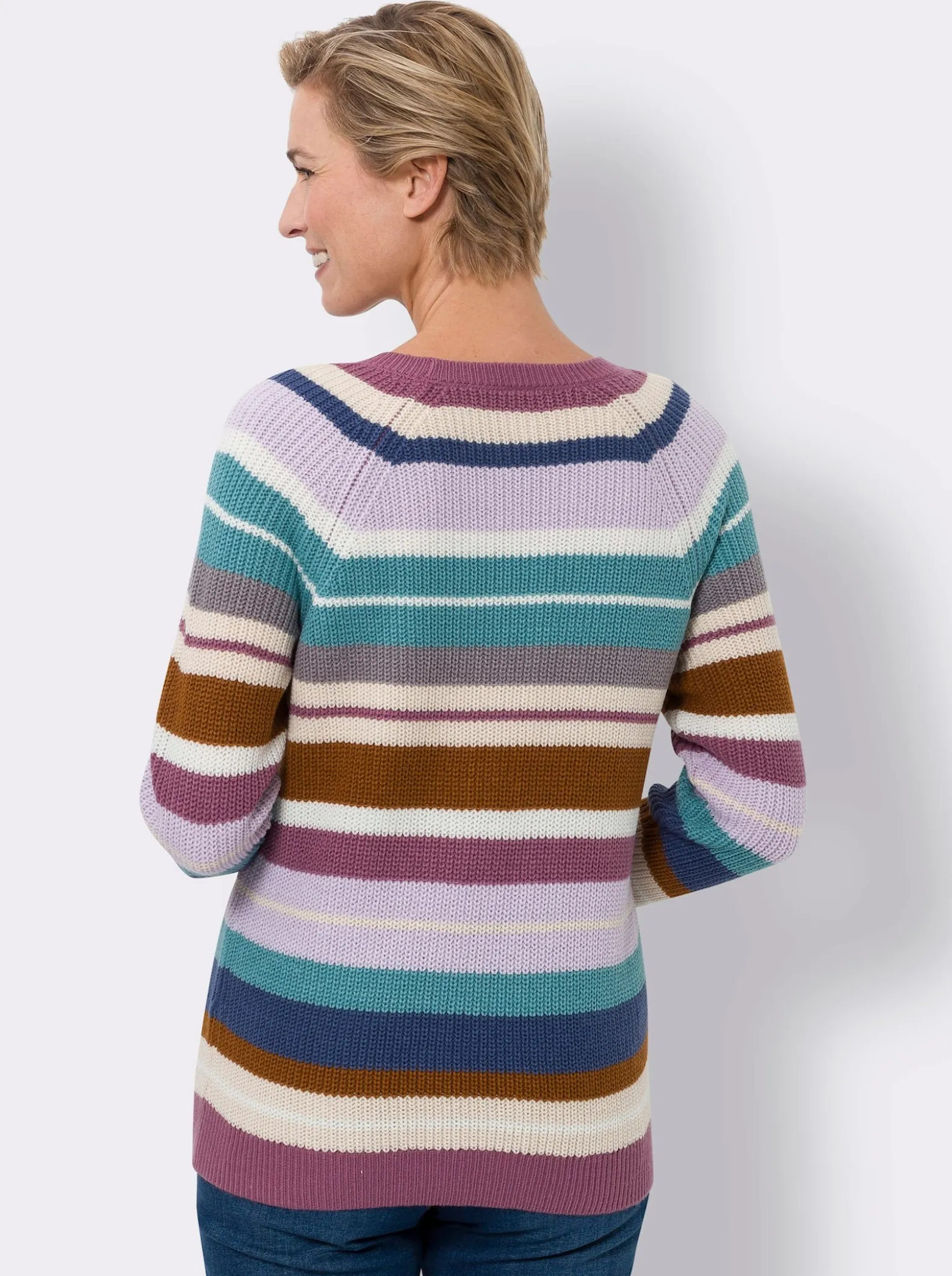 Langarm-Pullover in Ripp-Optik