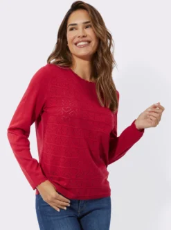 Langarm-Pullover mit Ajour-Herzchen-Muster