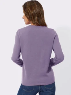 Langarm-Pullover mit Ajour-Herzchen-Muster